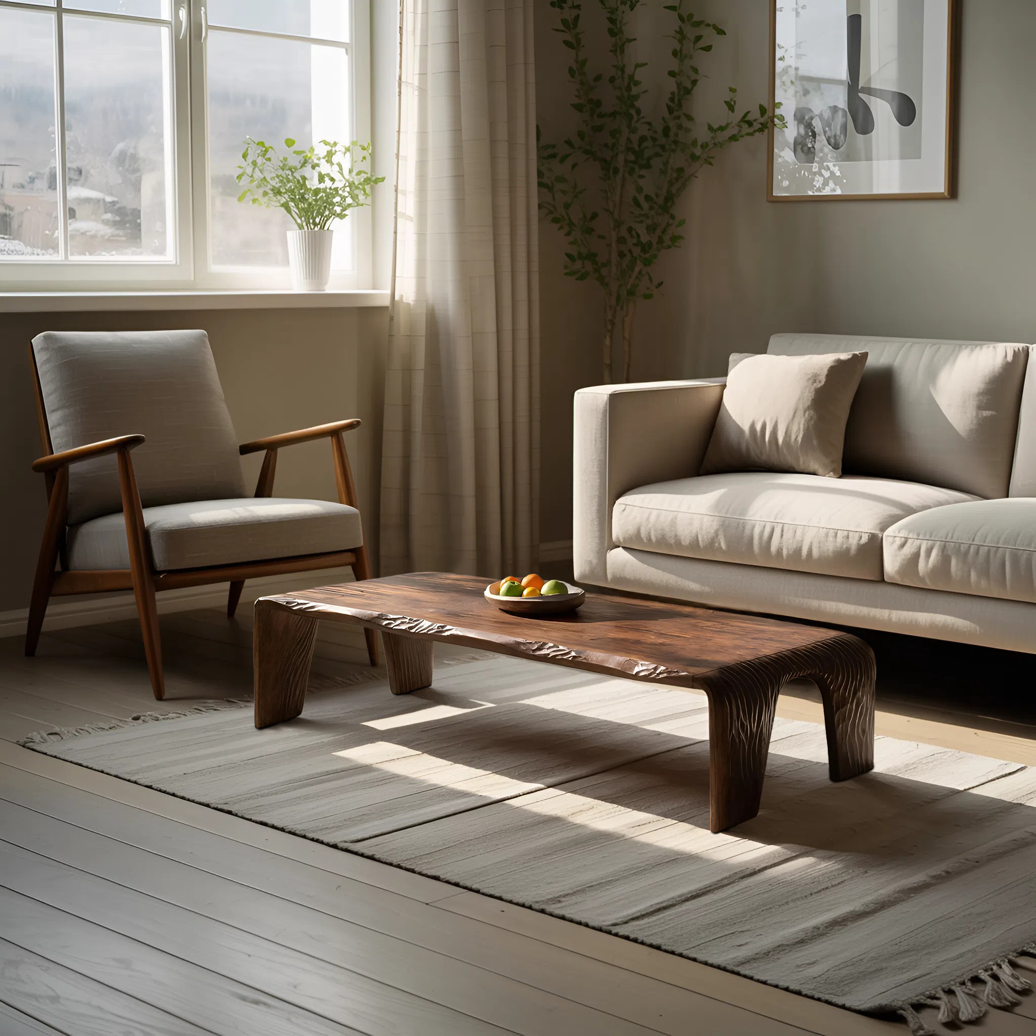 Farmhouse Handcrafted Live Edge Table For Living Room Decor