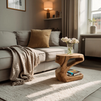 Artistic Side Table With Storage Shelf For Living Room