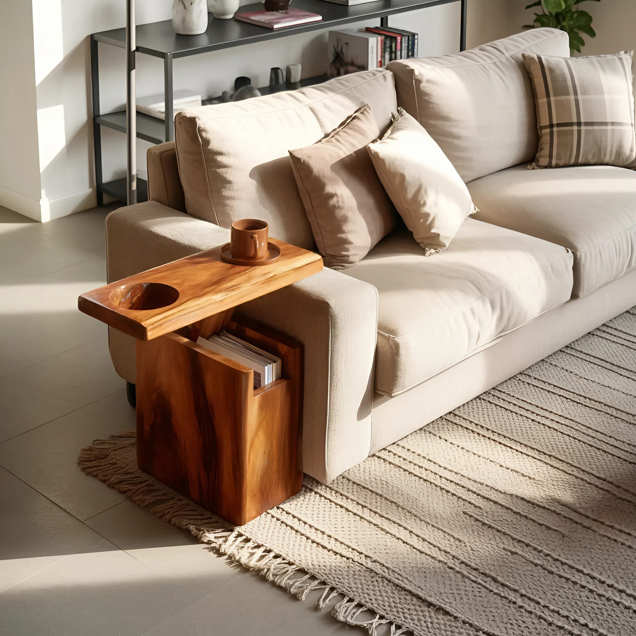 Solid Wood Live Edge Armrest For Sofa And Lounge Area
