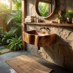 Handcrafted Wall Mounted Wooden Bathroom Sink For Artisan Bathroom Decor