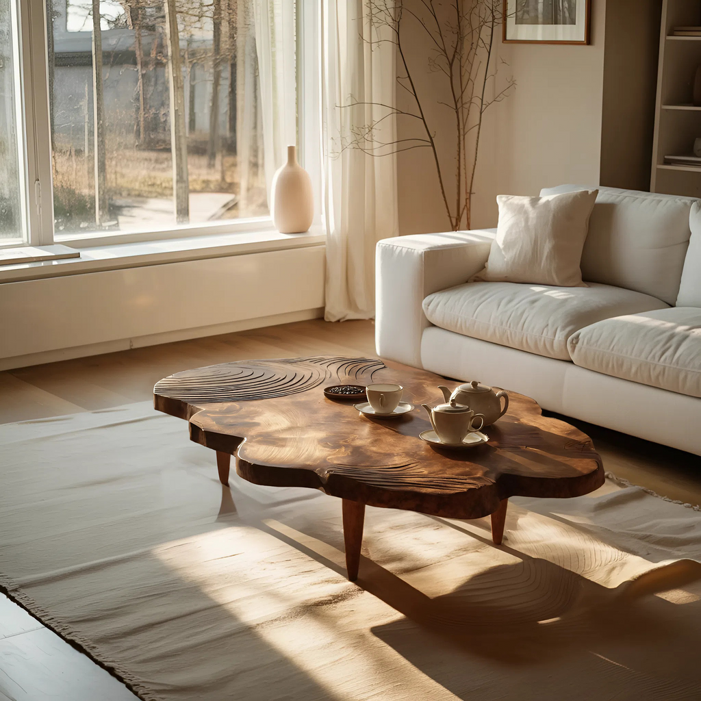 Farmhouse Solid Wood Abstract Coffee Table For Furniture Decor
