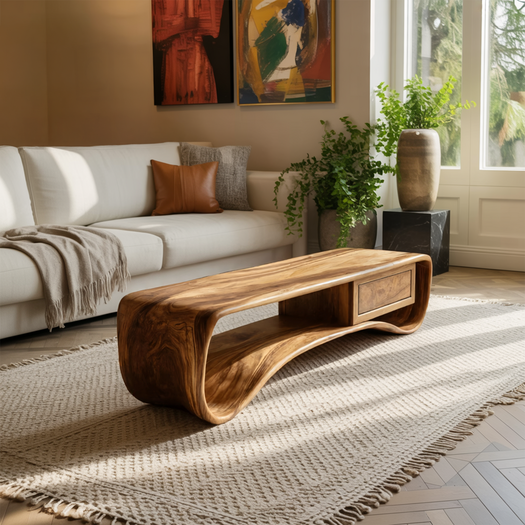 Handcrafted Coffee Table Compact Design For Living Room