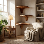 Modern Wooden Live Edge Mushroom Shelf For Living Room Wall Decor