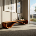 Contemporary Sleek Curved Bench For Entryway Or Home Decor
