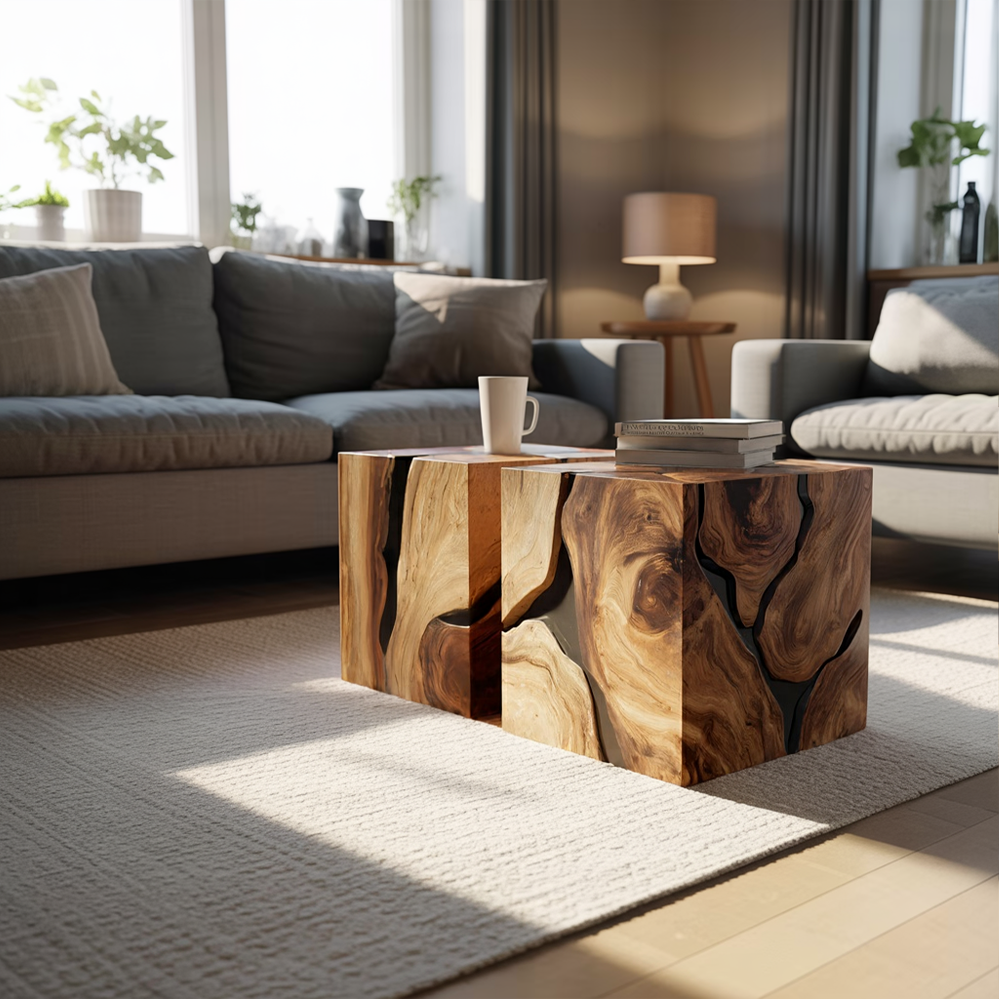 Handcrafted Wooden Square Coffee Table For Furniture Decor