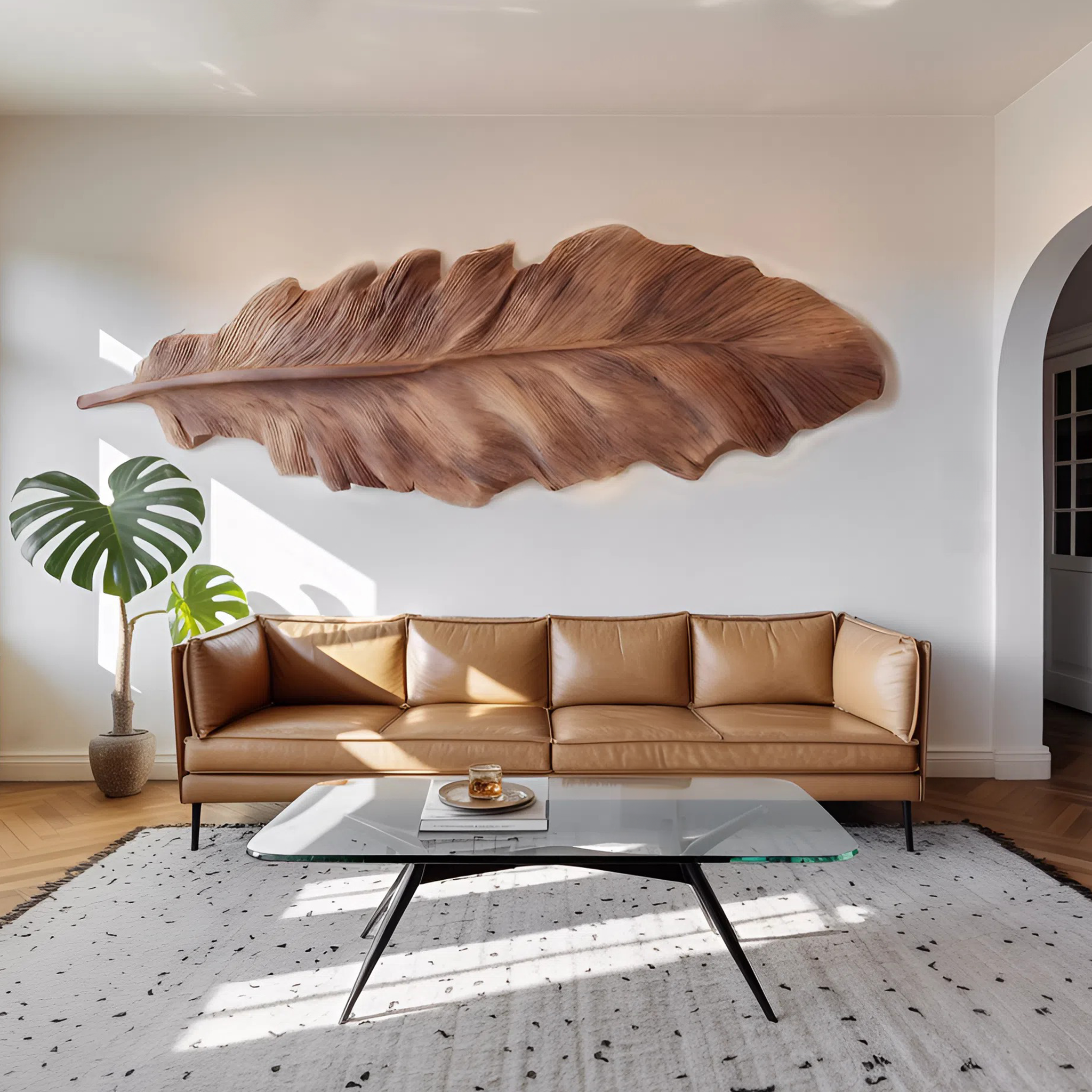 Handcrafted Feather Wall Sculpture For Living Room Decor