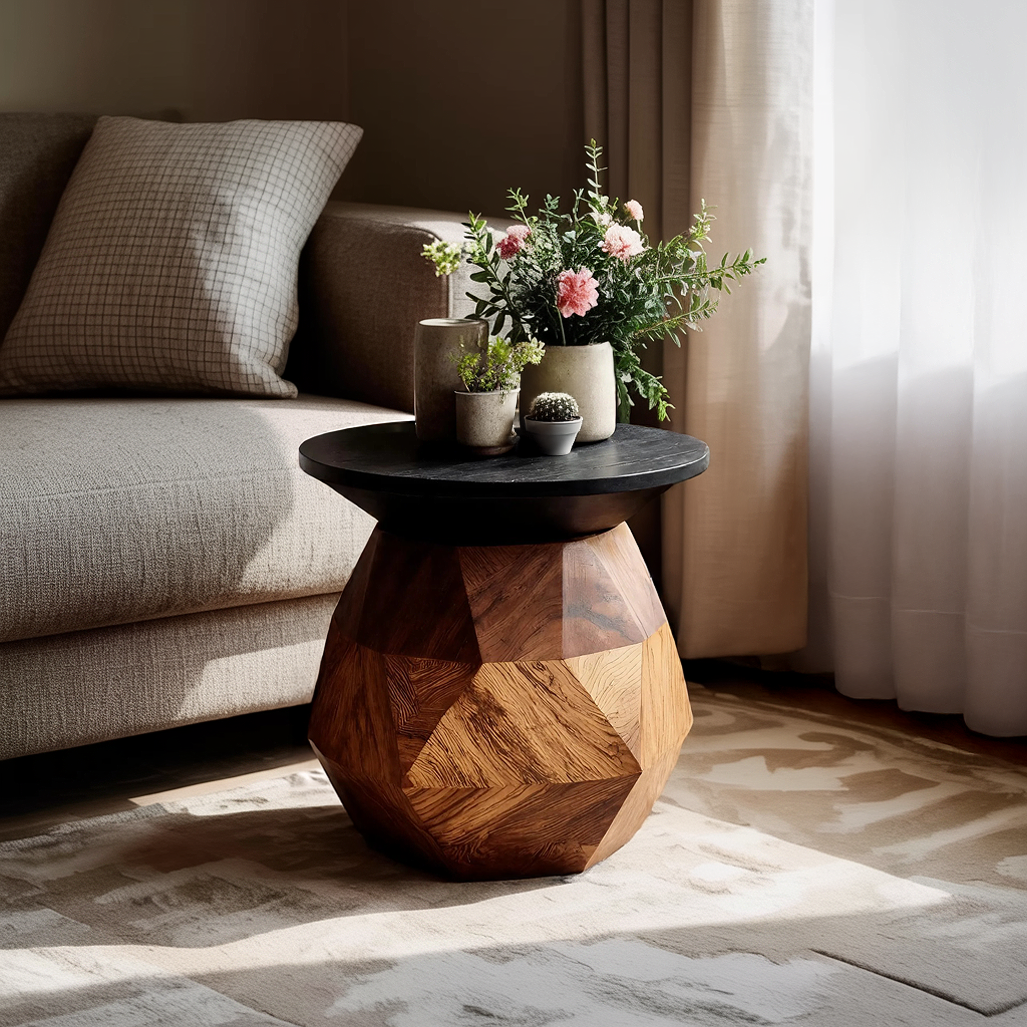 Modern Solid Wood End Table For Minimal Interior Design