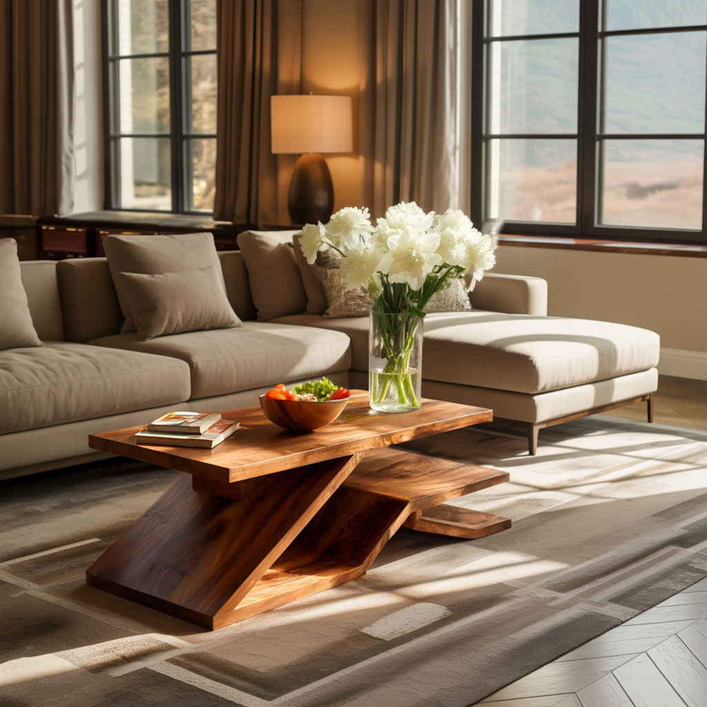 Rustic Coffee Table With Shelf Storage For Living Decor