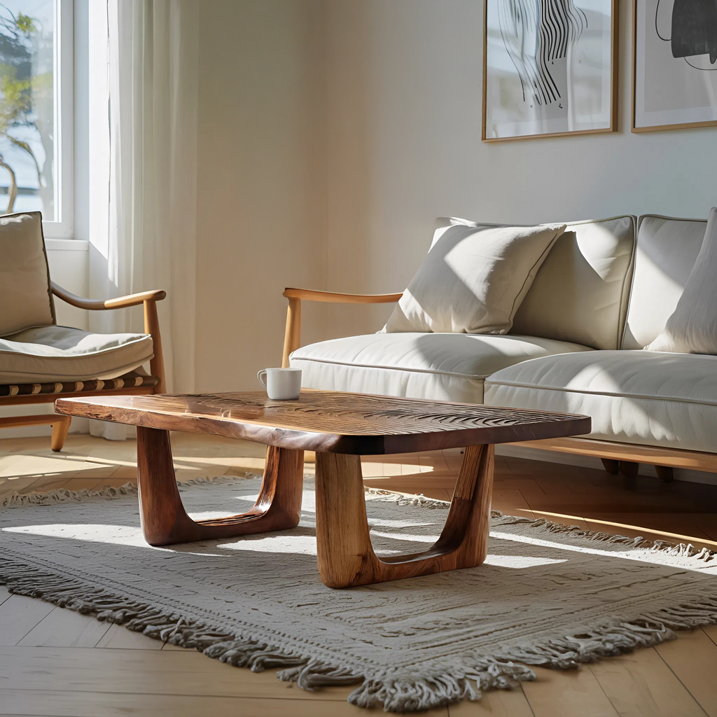 Handcrafted Modern Solid Wood Coffee Table For Living Room