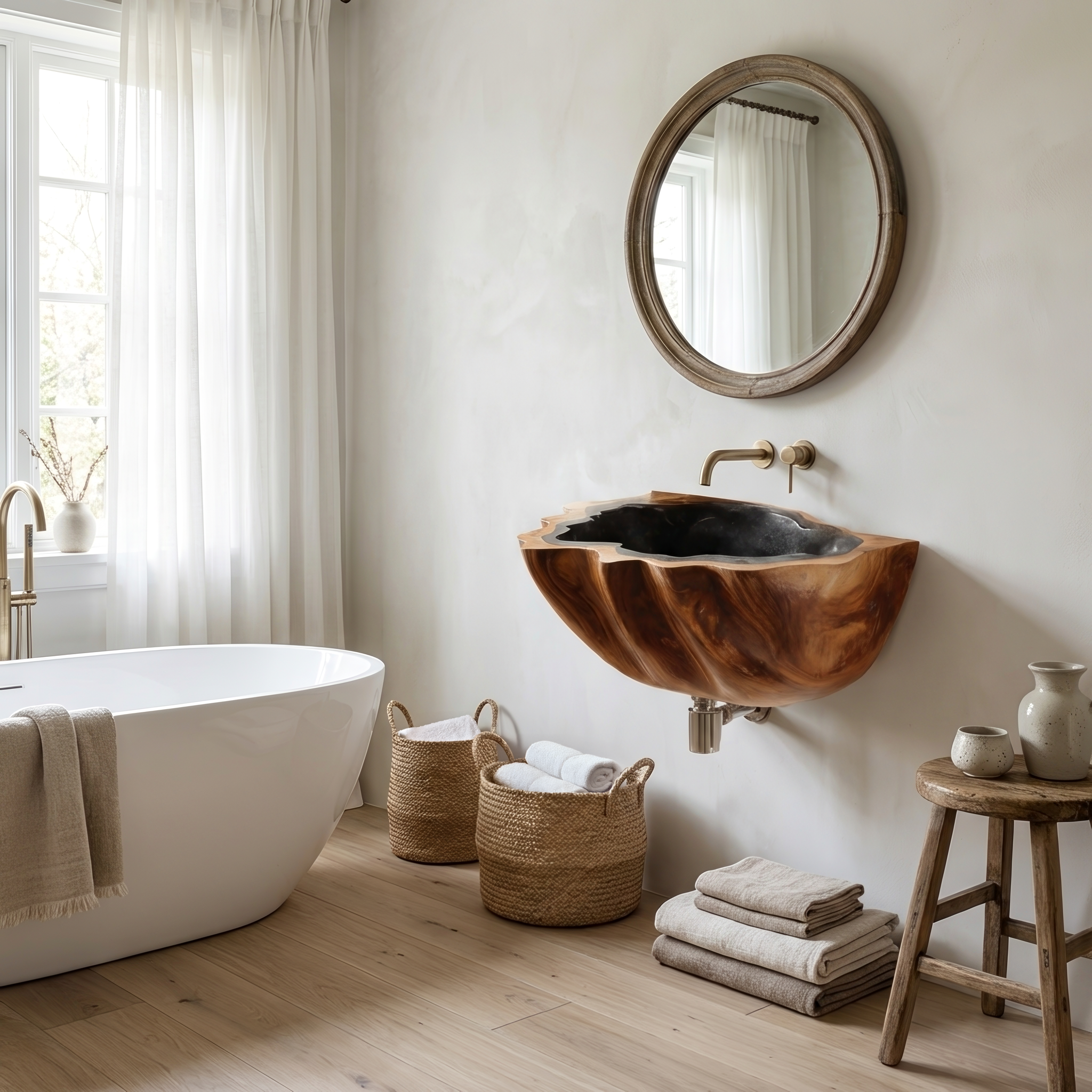 Modern Solid Wood Vanity Sink For Clean Bathroom Design Decor