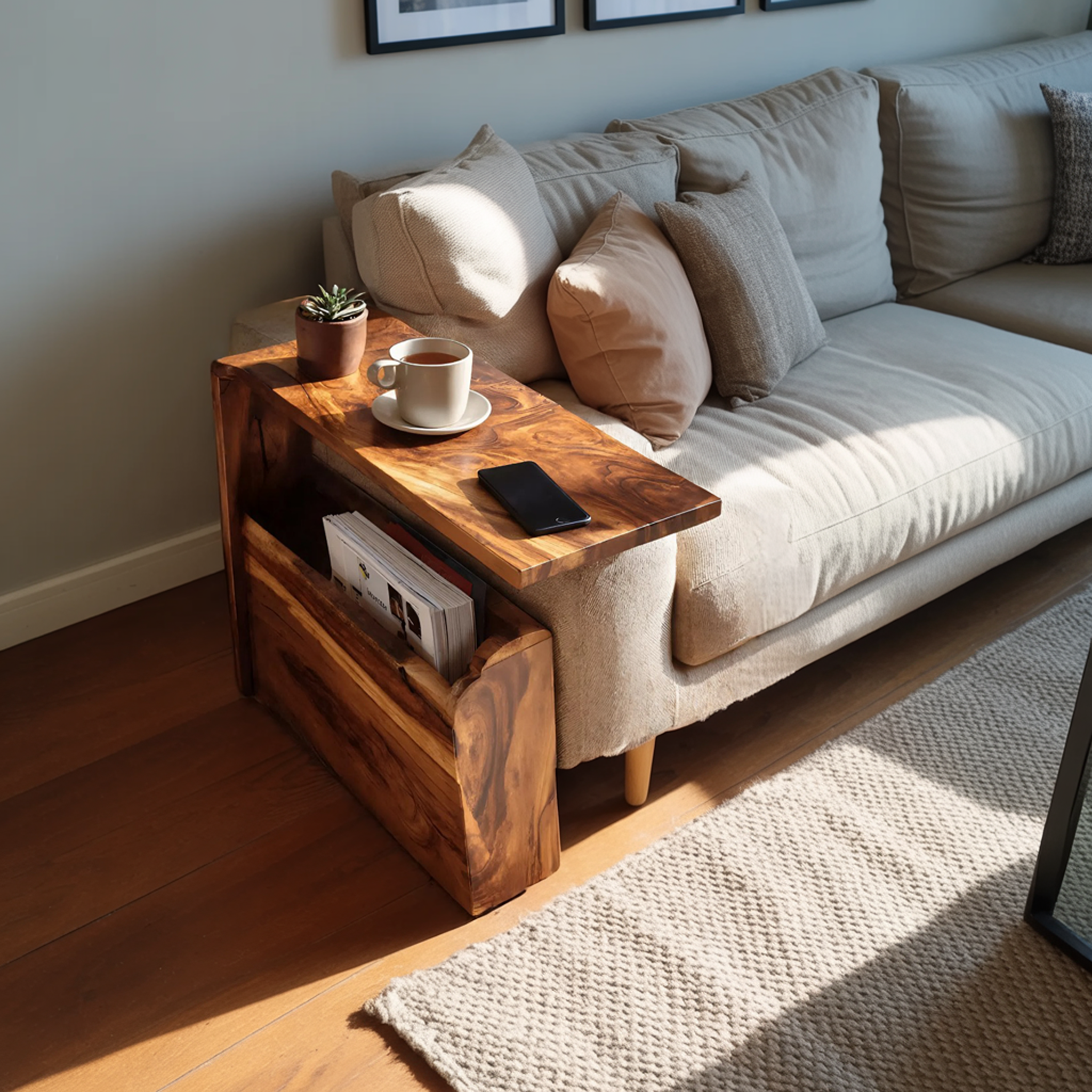 Mid Century Wooden Armrest For Home Furniture Decor