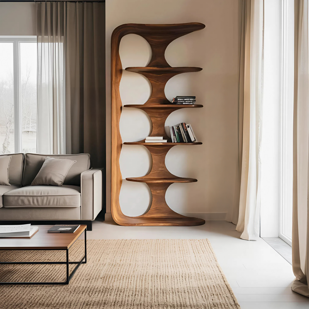 Contemporary Sculptural Vertical Bookshelf For Living Room