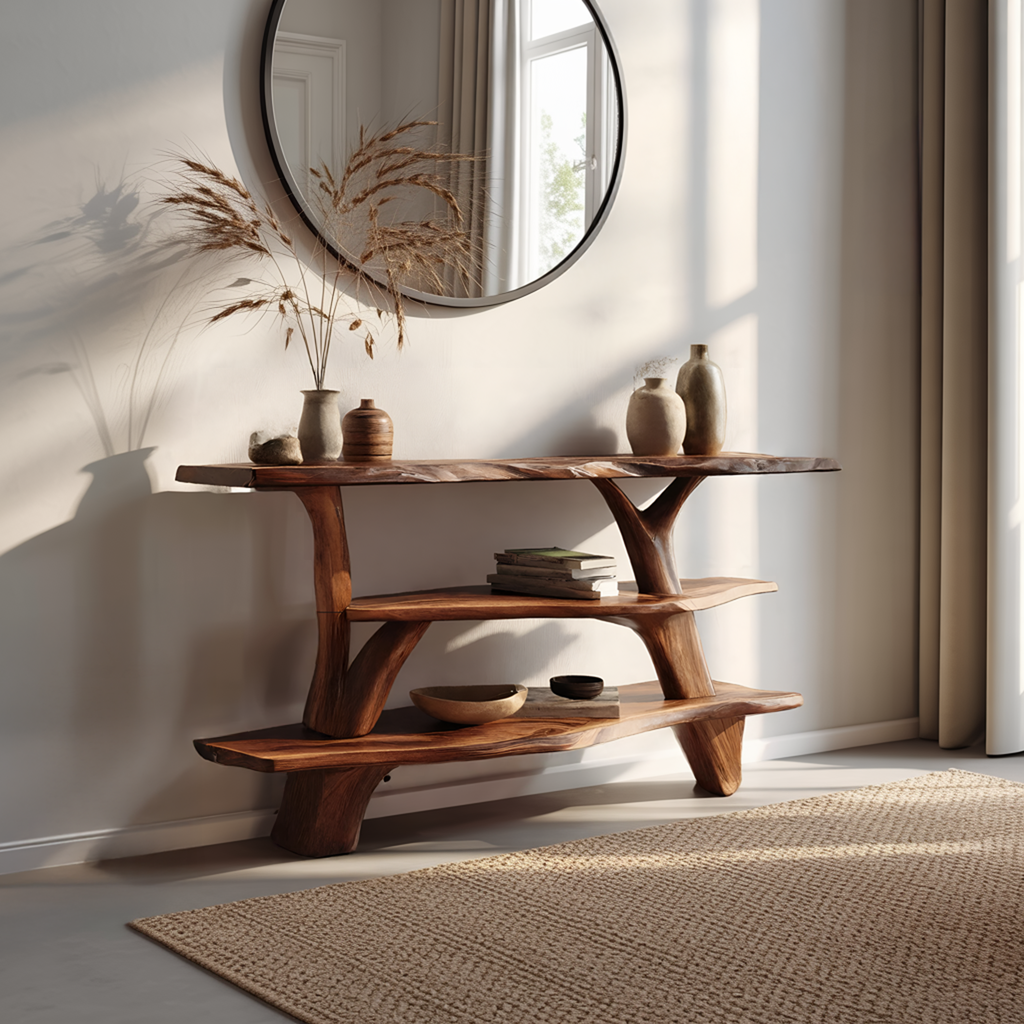 Modern Live Edge Entryway Table For Bedroom Furniture Decoration