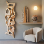 Organic Wall Sculpture Shelf Carved Display Piece For Living Room And Hallway