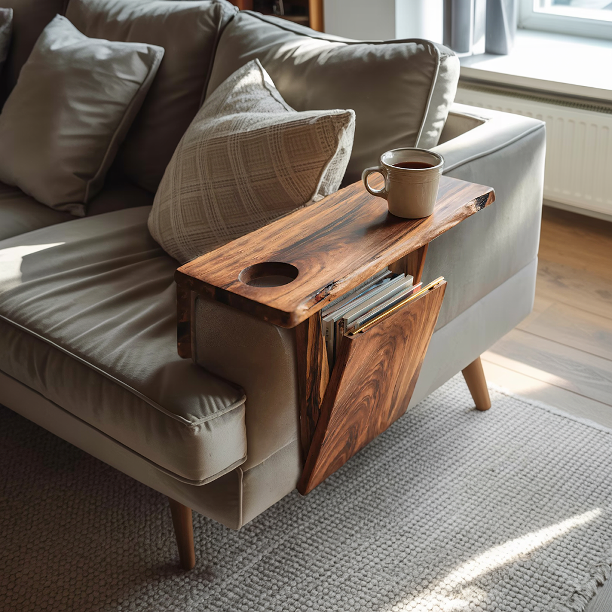 Farmhouse Wooden Armrest For Rustic Sofa Furniture