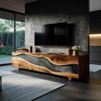 Handcrafted Natural Live Edge TV Unit For Home