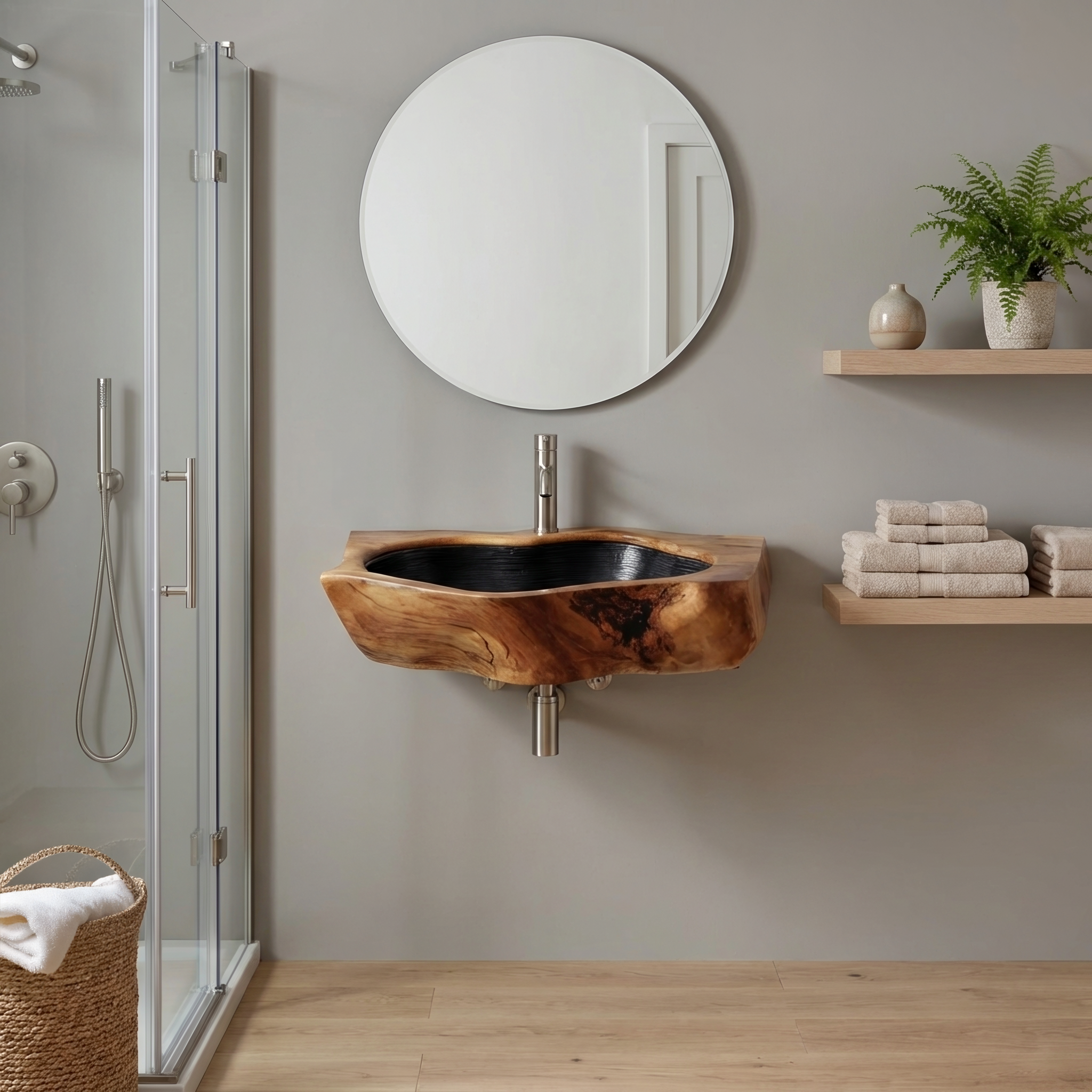 Farmhouse Solid Wood Vanity Sink For Bathroom Interior Decor