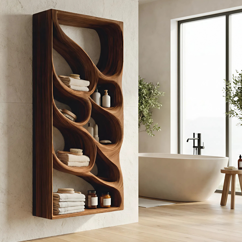 Organic Sculptural Wall Bathroom Shelf For Modern Bathroom
