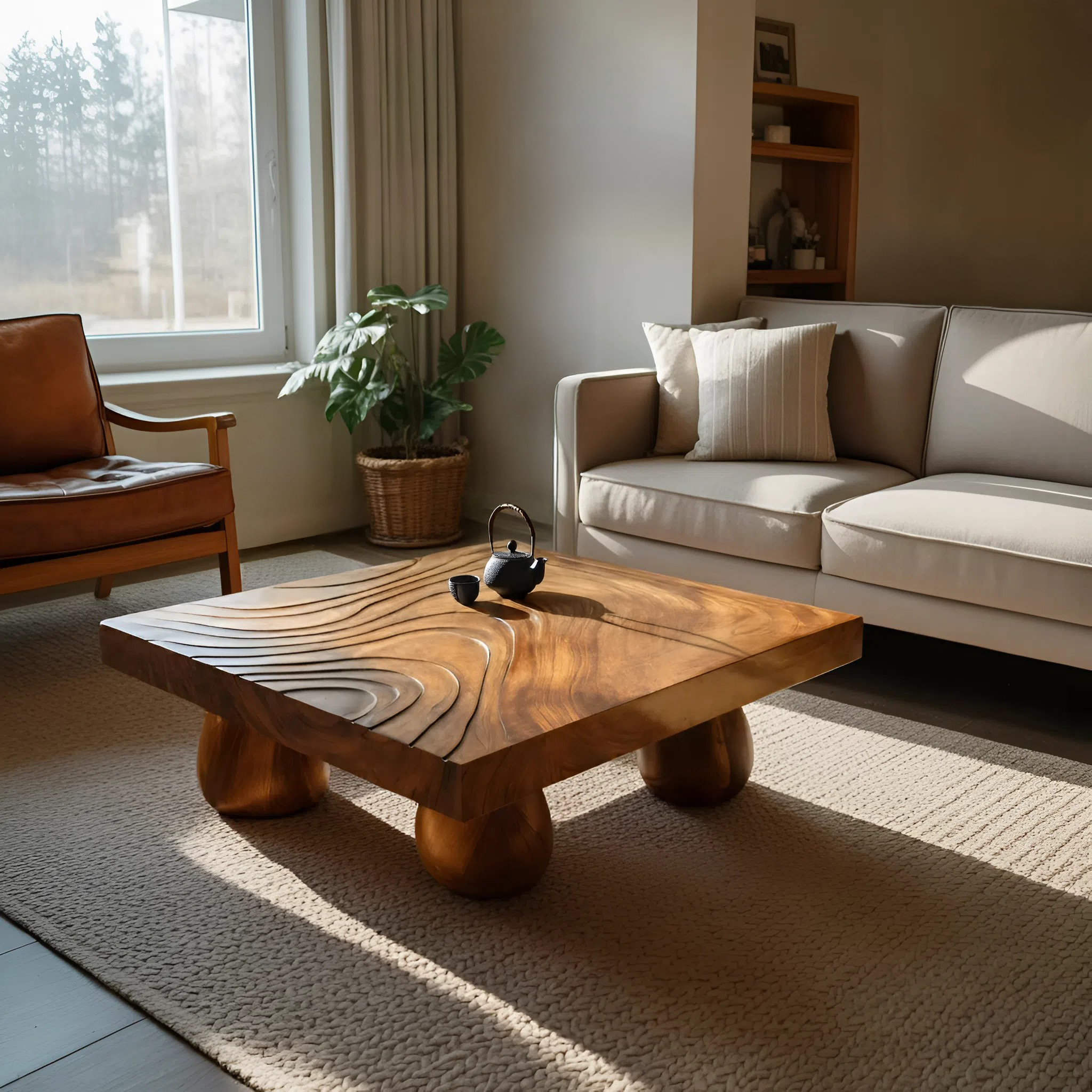 Farmhouse Wooden Live Edge Coffee Table For Entryway Design