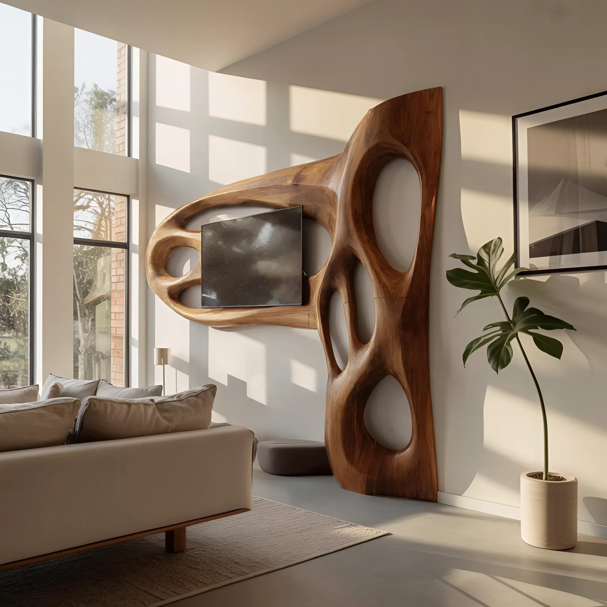 Contemporary Sculptural TV Frame For Living Room Decor