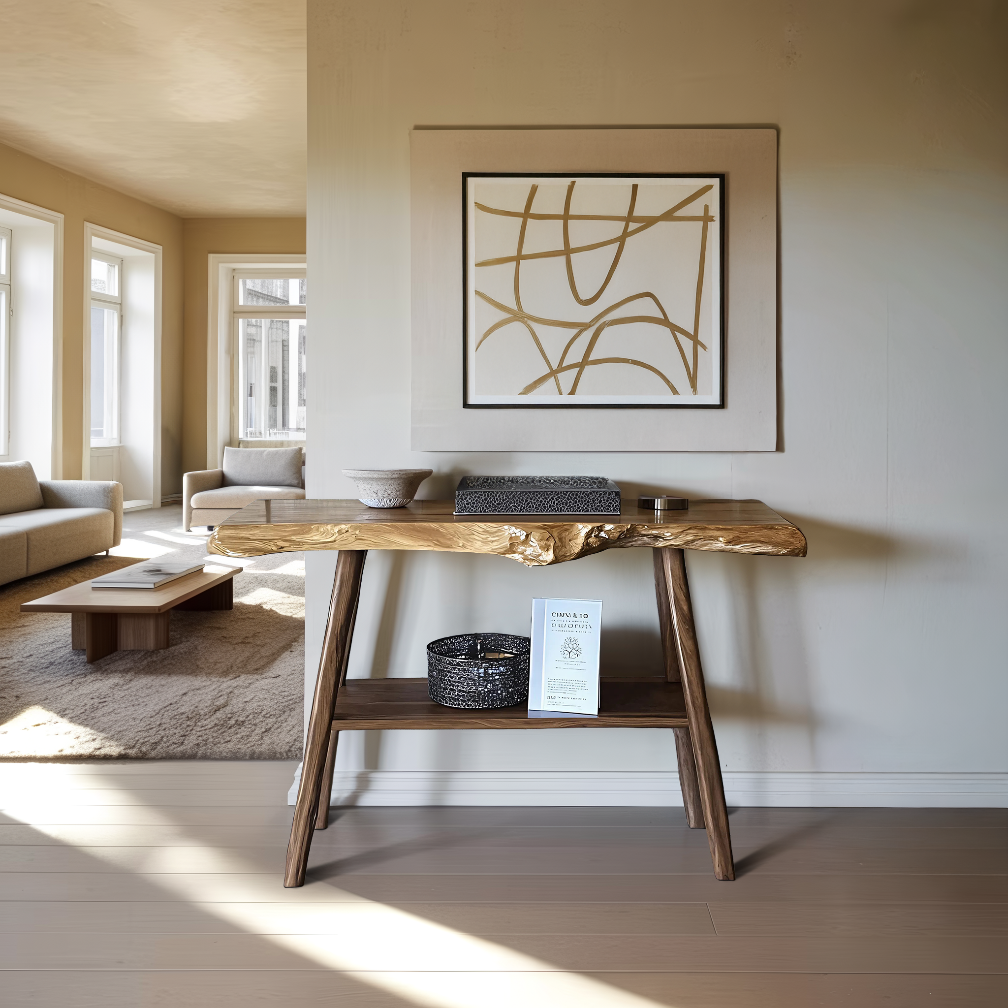 Farmhouse Live Edge Entryway Table For Living Room Design