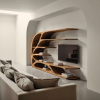 Modern Sculptural Wavy Carved Media Console For Living Room
