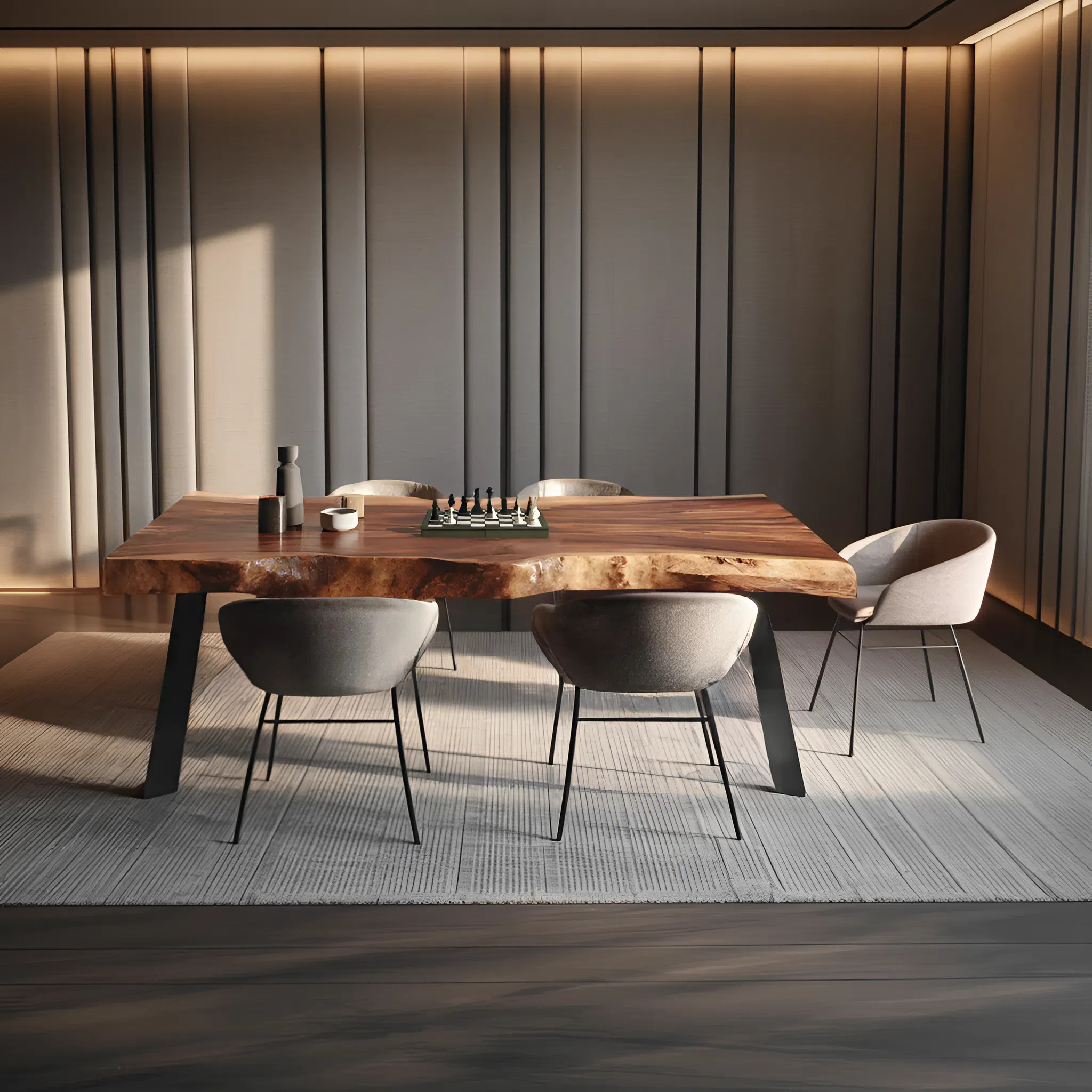 Dining Room Mid Century Live Edge Dining Table Retro Style