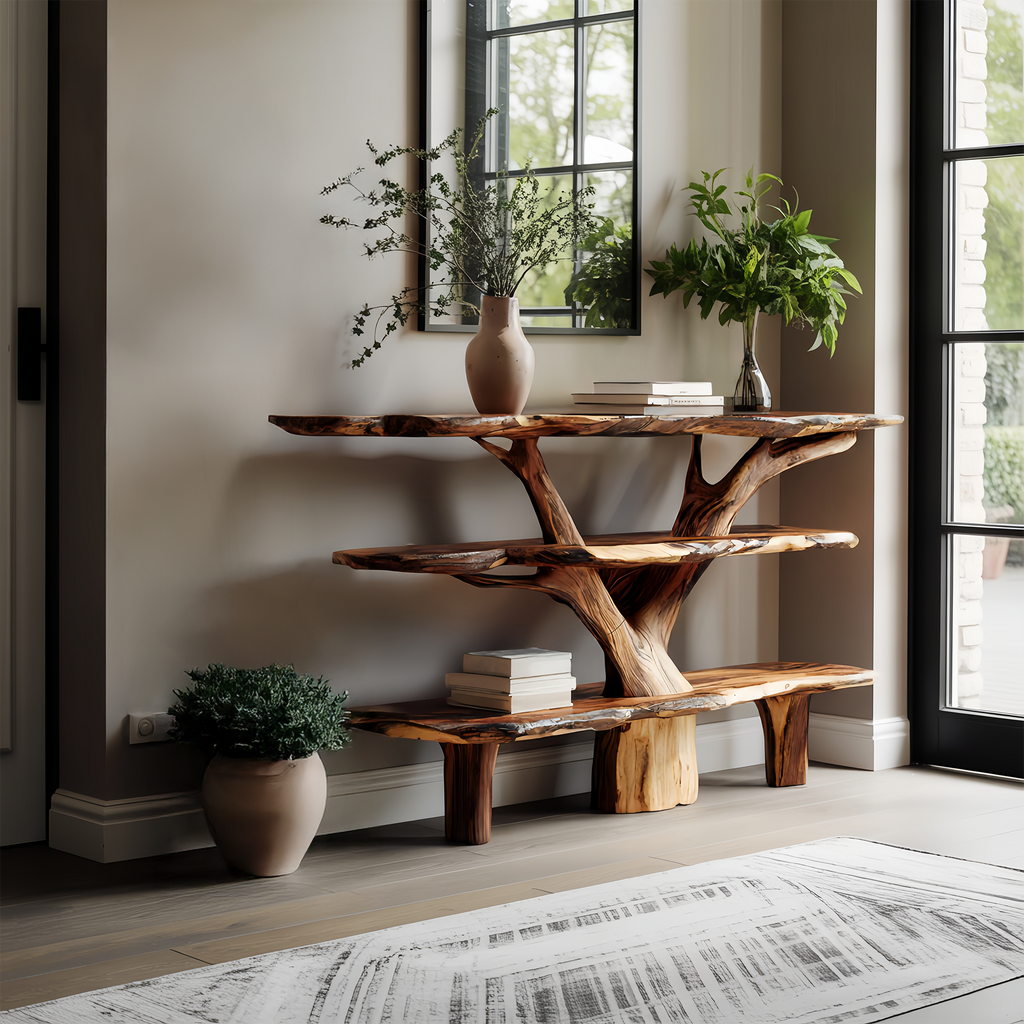 Farmhouse Solid Wood Console Table For Vintage Entryway Rustic Design