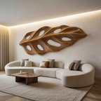 Organic Wall Art With Leaf Panel Design For Living Room