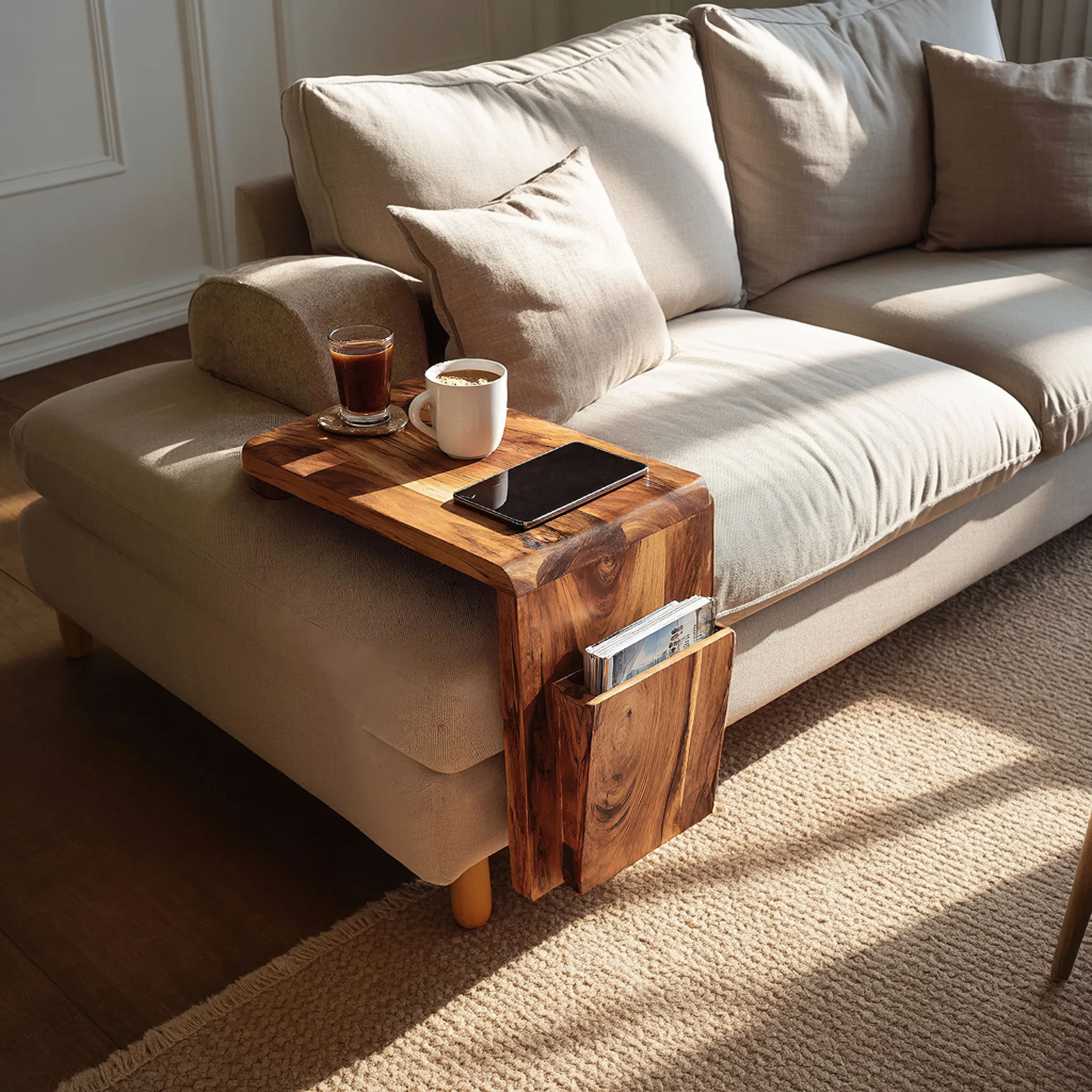 Modern Solid Wood Armrest For Living Room Decor
