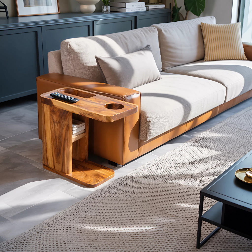 Mid Century Live Edge Side Table For Living Room Decor