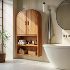 Arched Wall Cabinet With Open Shelves For Bathroom