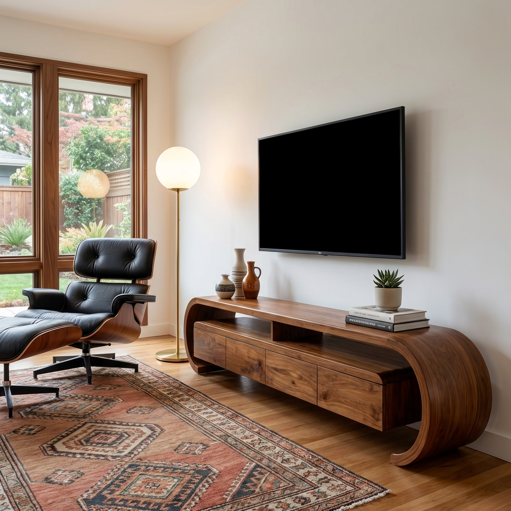 Modern Sculptural TV Console For Media Furniture