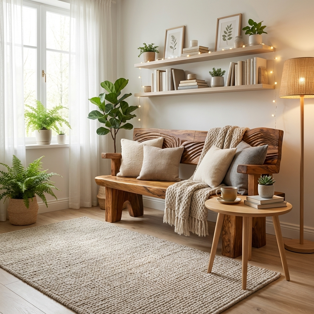 Handmade Rustic Wood Bench For Entryway Furniture
