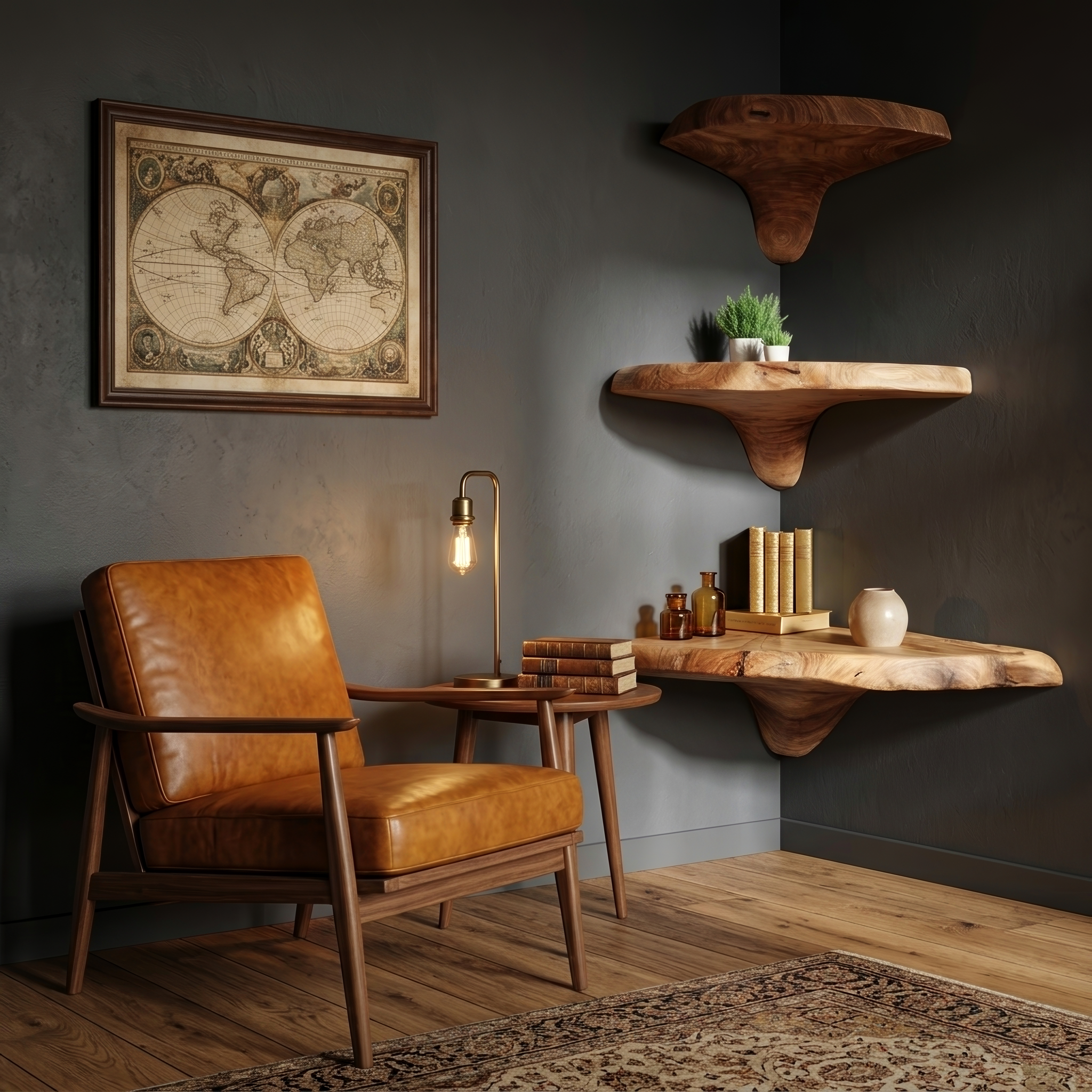 Modern Solid Wood Mushroom Shelf For Living Room Furniture Decor