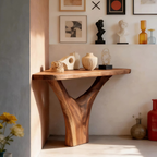 Modern Live Edge Console Table Solid Wood Artistic For Living Room