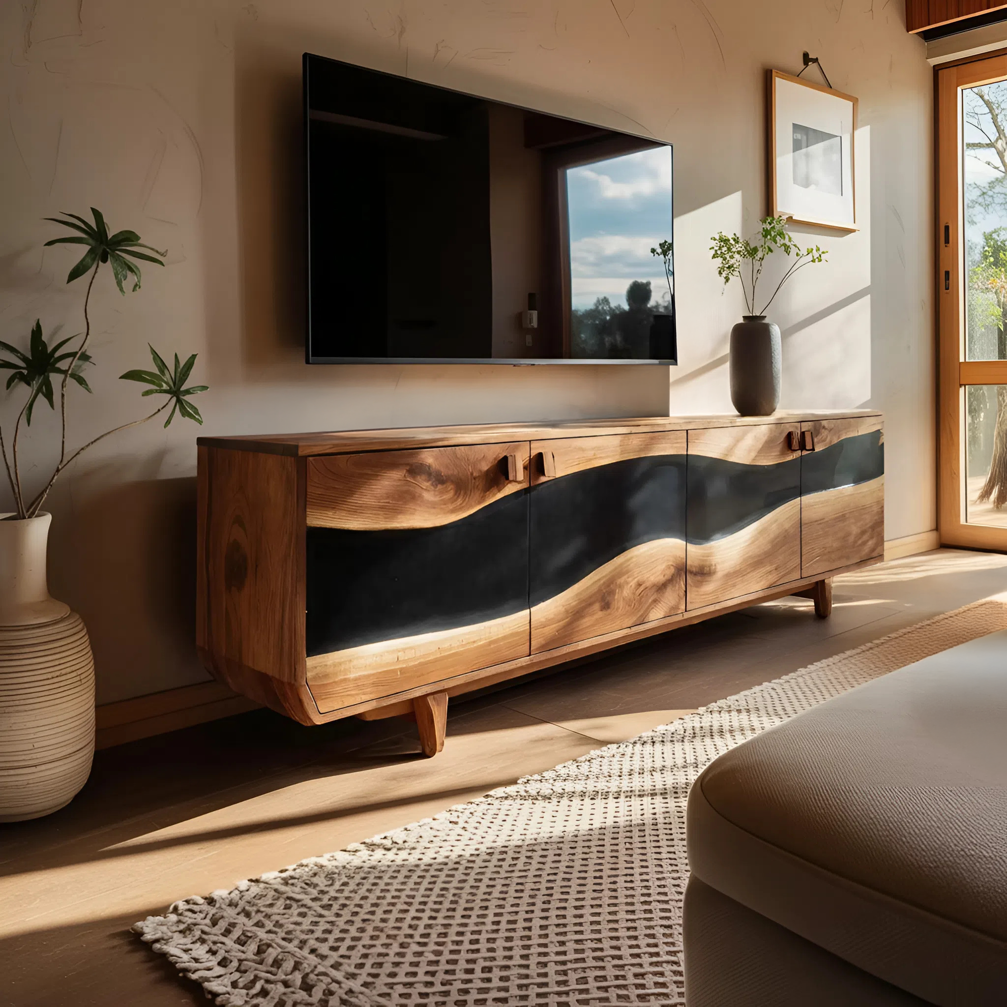 Modern Solid Wood TV Console For Minimalist Living Room