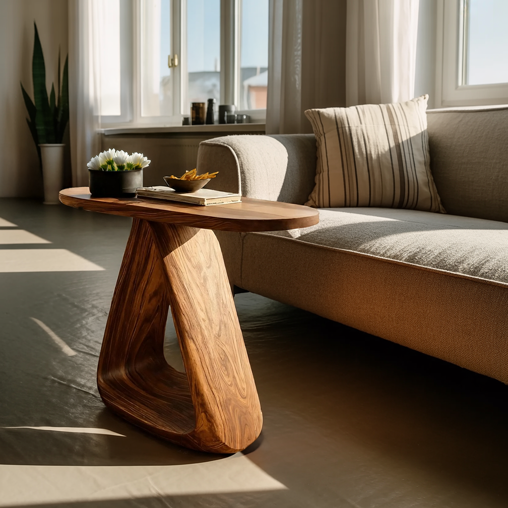 Mid Century Live Edge Side Table For Rustic Home Decor