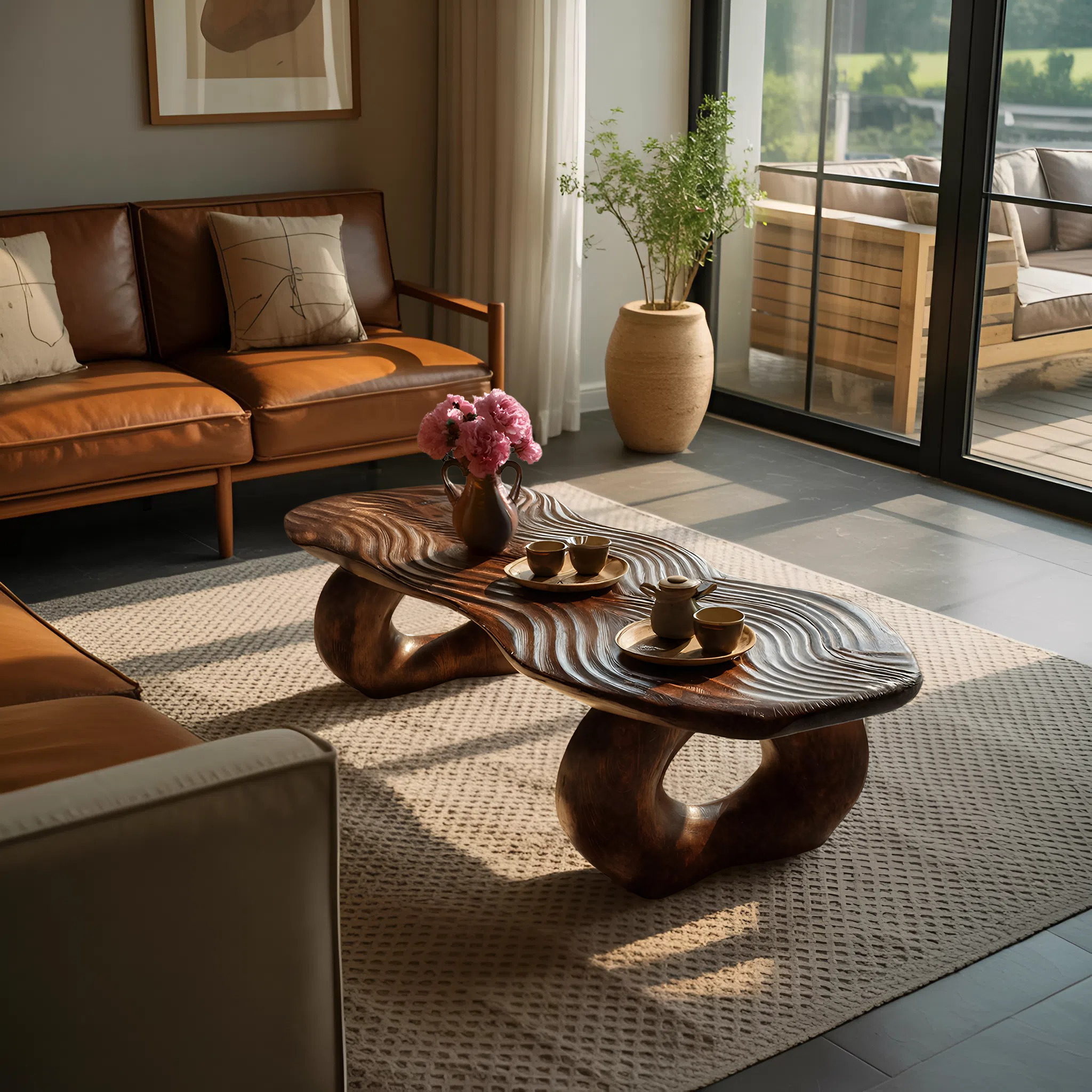 Handcrafted Live Edge Abstract Coffee Table For Living Room
