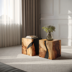 Modern Wooden Cube Coffee Table For Entryway Spaces