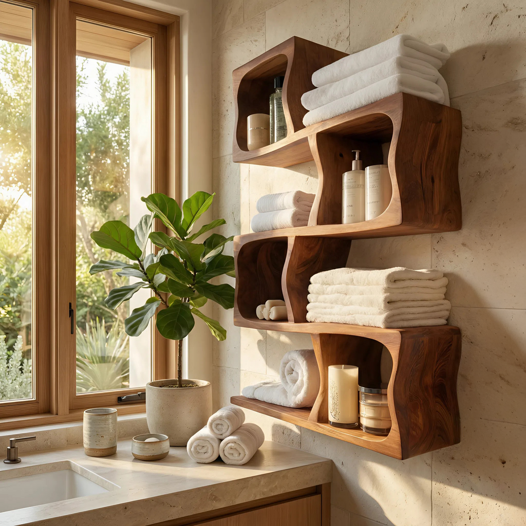 Organic Wall Shelf For Bathroom Wall Use