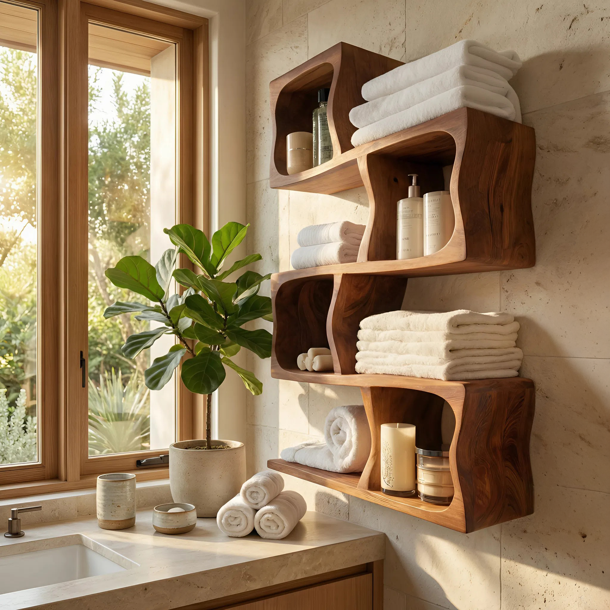 Organic Wall Shelf For Bathroom Wall Use