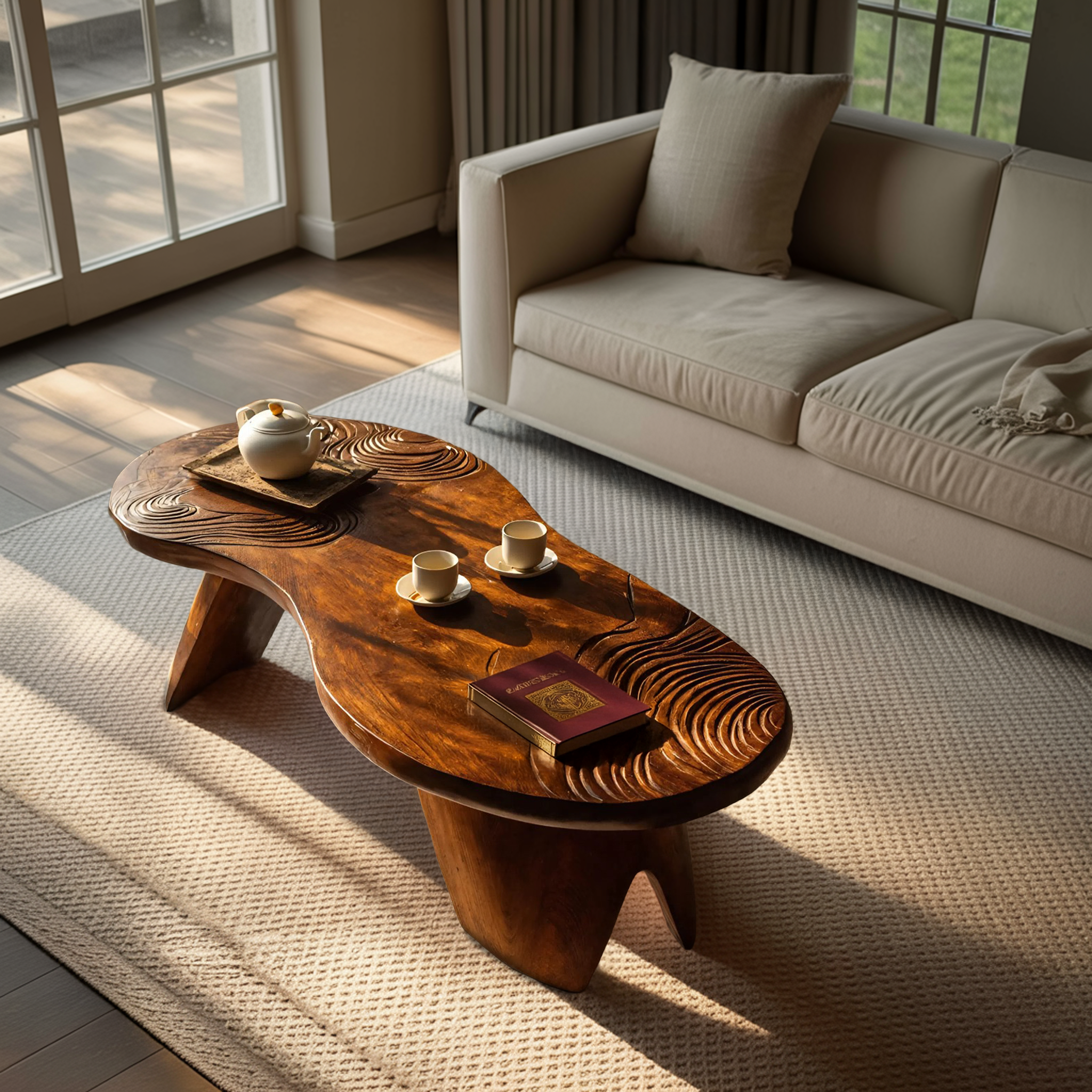 Farmhouse Irregular Abstract Coffee Table For Living Room