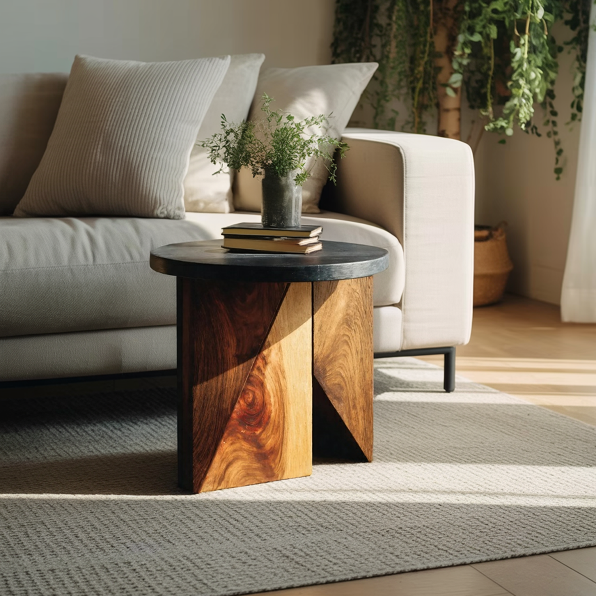 Farmhouse Solid Wood End Table For Cozy Bedside Table