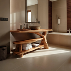 Mid Century Live Edge Bathroom Vanity For Elegant Bathroom Decor