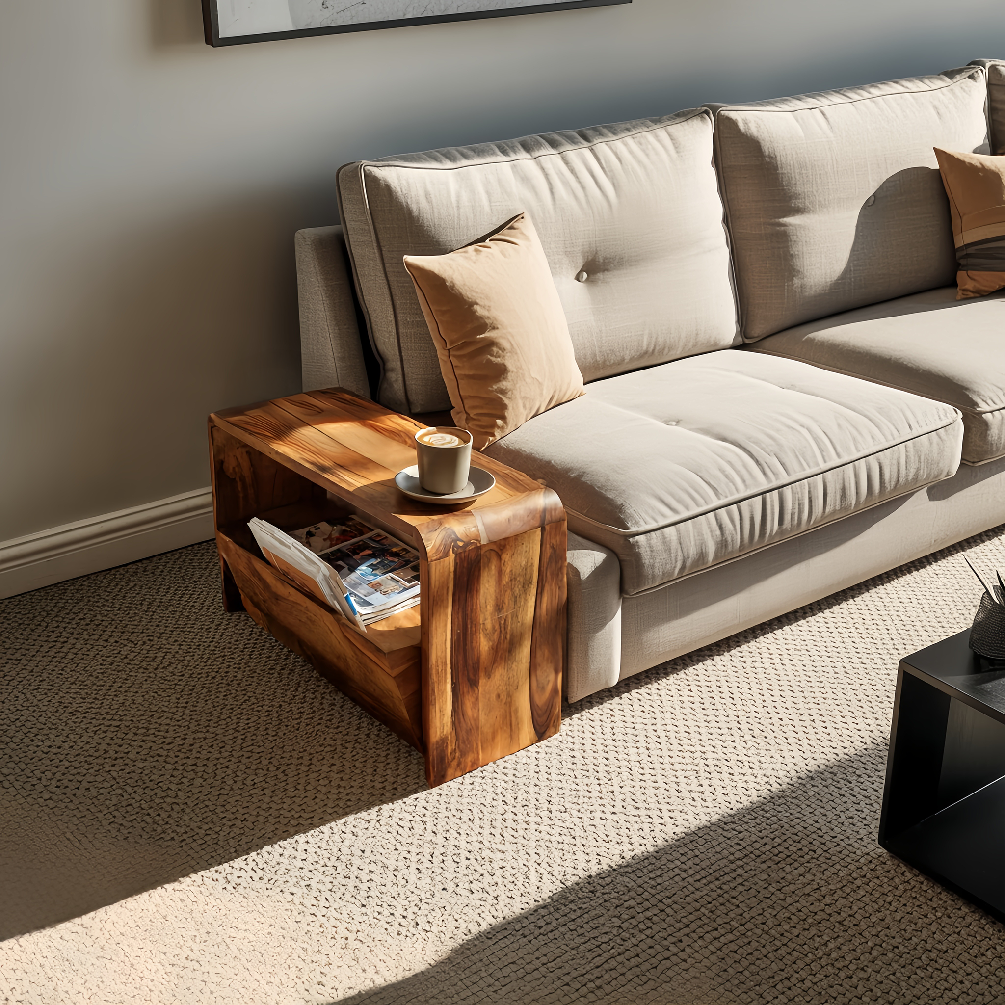 Handcrafted Wooden Side Table For Living Room Accent