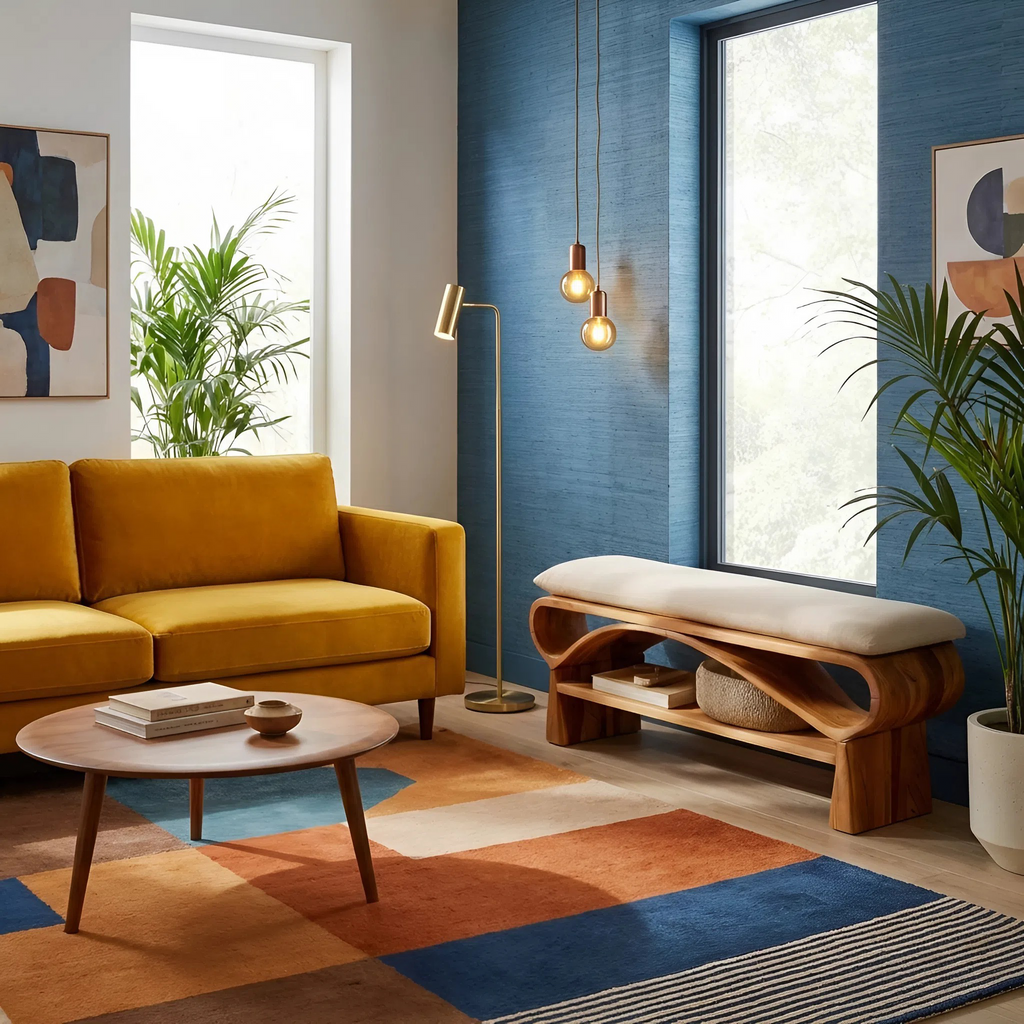Minimalist Solid Wood Bench For Bedroom Interior Design