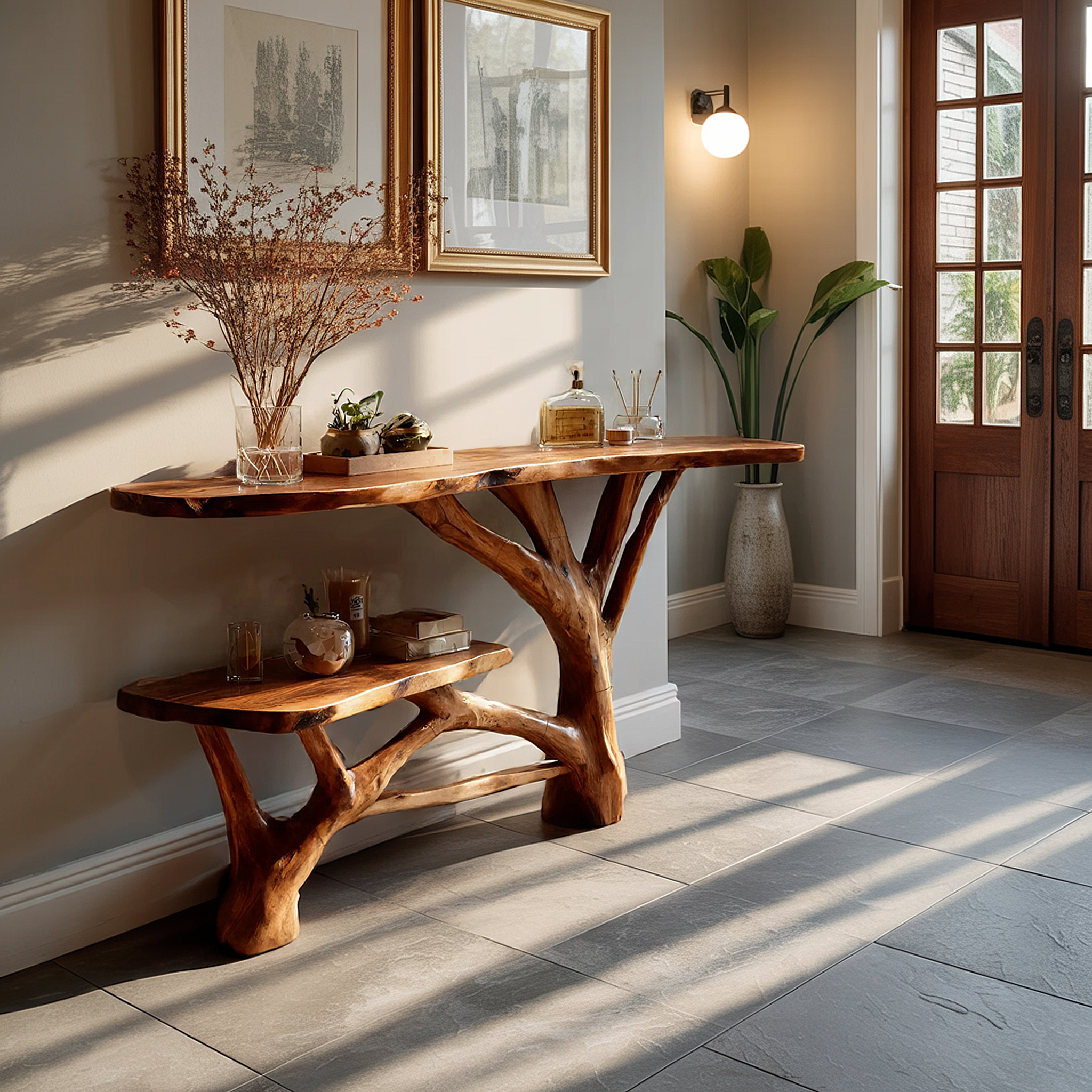 Handcrafted Wooden Live Edge Console Table For Contemporary Furniture Decor