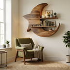 Handcrafted Moon And Star Wooden Shelf For Bedroom Decor