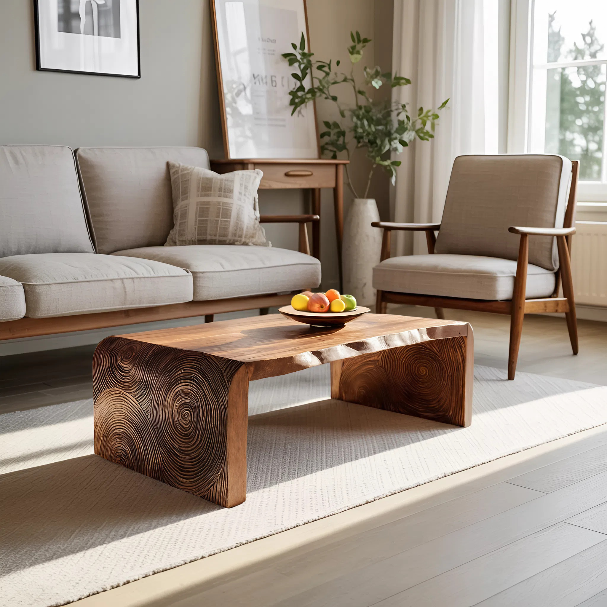 Modern Solid Wood Irregular Coffee Table For Living Room
